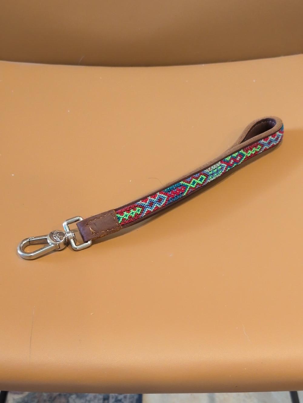 Consuela Leather/ Embroidery Wristlet Strap